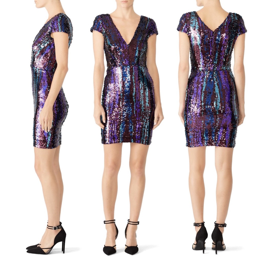 Dress the Population Zoe Brushstroke Sequin Mini Dress